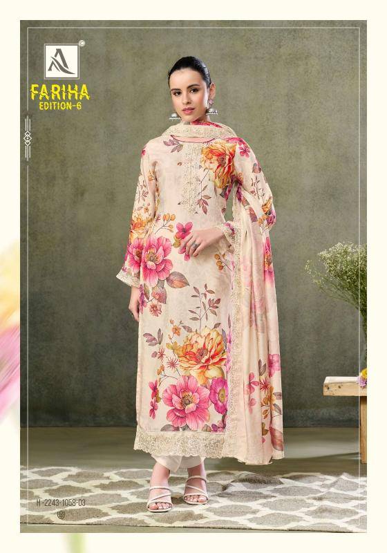 Alok suits fariha edition vol-6 Designer dress material wholesale in Mumbai